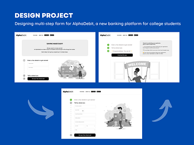 Designlab UX Academy Foundations | Designing multi-step form bank black and white blacknwhite bnw design finance form design multi step form ui ui design ux ux design