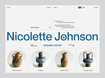 Ceramic artist | Portfolio ceramic ceramic artist concept design desktop graphic design handmade minimal modern photos portfolio website product shop typography ui ux vase visual web design website