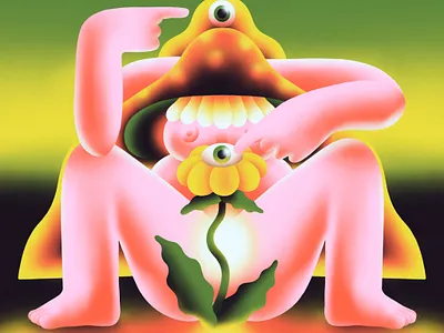 The Watcher airbrush cartoon character character design colorful design eyeball femininity flower gradient grain illustration mushroom noise procreate psychedelic surrealism woman