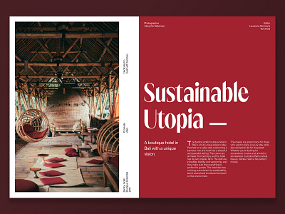 Magazine spread eco hotel boutique hotel eco hotel eco luxury editorial design graphic design hotel magazine typography web web design