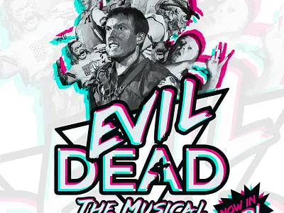 Deer in the Spotlight Productions' Evil Dead the Musical art graphic design logo performance poster theater
