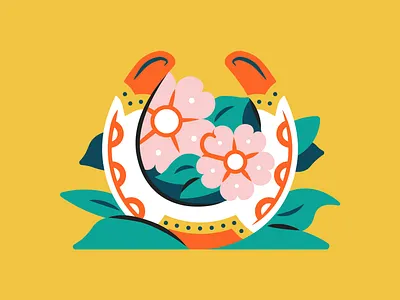 Horseshoe cowboy flat horseshoe illustration minimal southwest tattoo vector