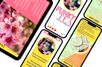 Funky Tea's branding mobile mockup tea ui webdesign