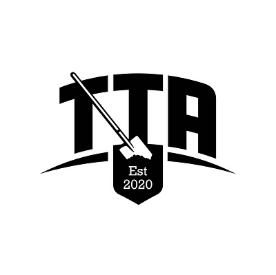 TTA Logo adventure bike branding design dig font landscaping logo mountain bike mtb outdoors shovel single colour trail typo typography