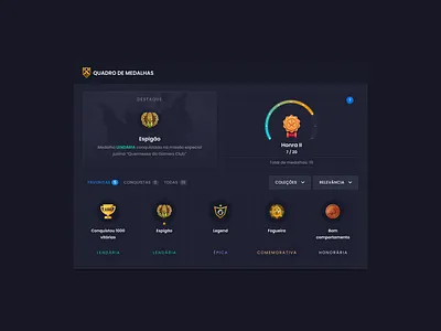 Medal Board - Gamers Club board counter strike dark fantasy game gamefication garena medal riot ui valve