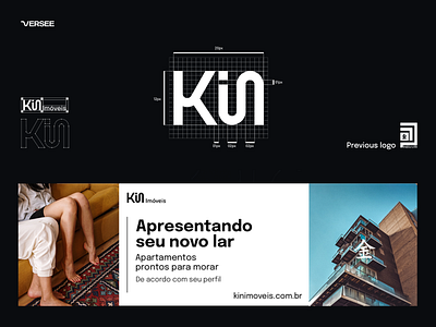 Kin Imóveis Identidade Visual 02/03 banner brand identity branding design graphic design grid grid logo house logo illustrator logo logo design logodesign minimalist modern modern logo photoshop real state real state grid logo real state logo