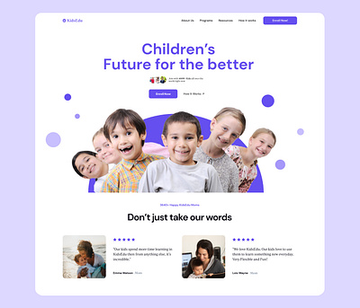 KidsEdu - Online Learning Program for Kids creative design education landing page minimal ui uiux ux web design website website design