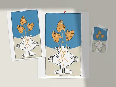 Fish and Vase colors concept design fish illustration vase women in illustration