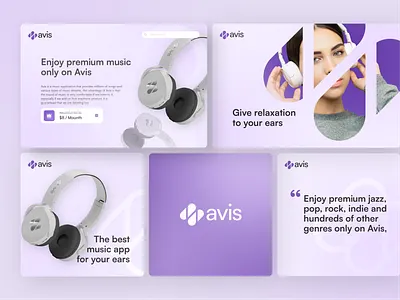 Avis - Music App Branding brand indentity branding colorful design icon identity instagram landing page logo logo mark logo minimalist logo type mobile app branding music app music company professional social media typography ui ux