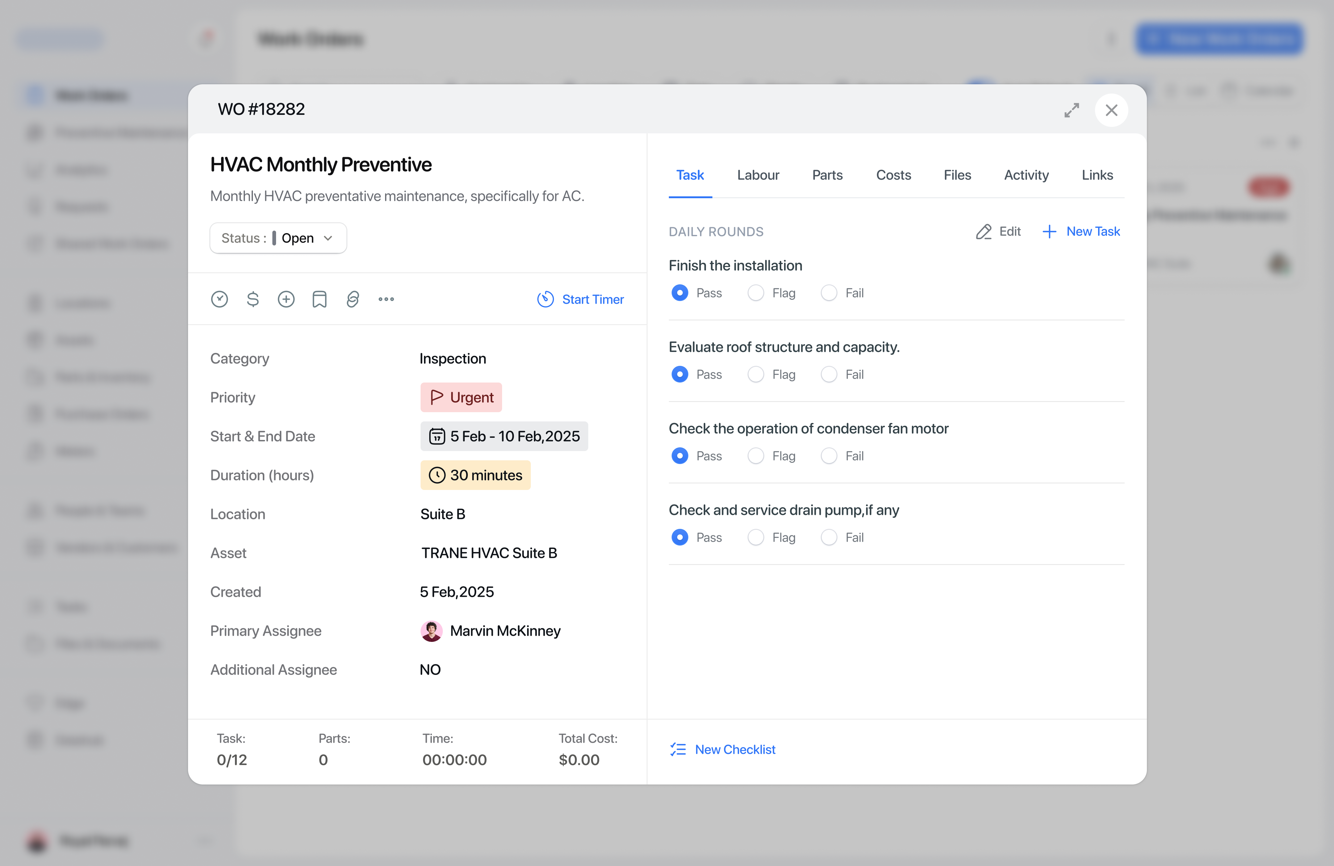 Example of View Work Order - Inventory Management
