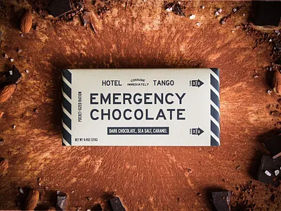 Hotel Tango: Emergency Chocolate chocolate design graphic design hotel tango packaging typography