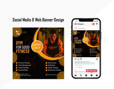 Gym Social Media Banner Design advertisment banner ad banner design branding corporate design facebook ads fitness fitness banner graphic design gym gym banner gym social media banner design health instagram ads leaflet marketing poster