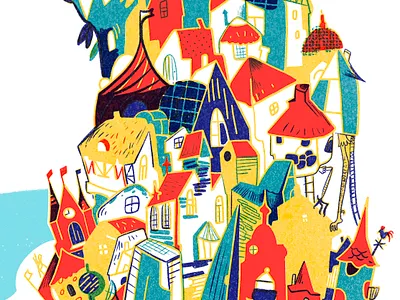 100 houses book character fairytale illustration kids picture book procreate