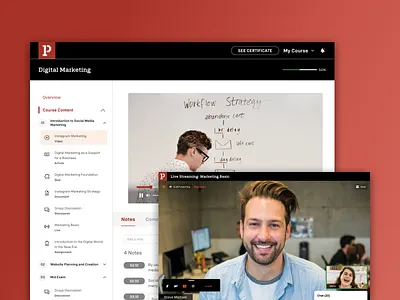 Learning and Live Streaming Platform clean dashboard dekstop design edtech education figma learning management system live stream meetings product student dashboard ui uiux user experience ux video website