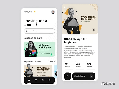 Online Learning App UI Design appdesign appuidesign booking cleanui design education elearning figma iosapp iosdesign learning minimalui mobile mobileapp mobileui online sketch ui ux xd