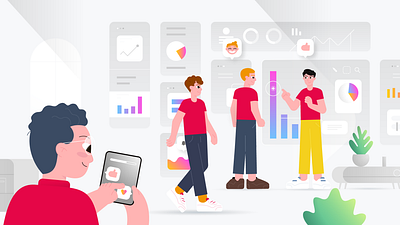 Management analysis business character data finance flat graph graphic design graphics illustration infographic man management office people schedule statistics team vector