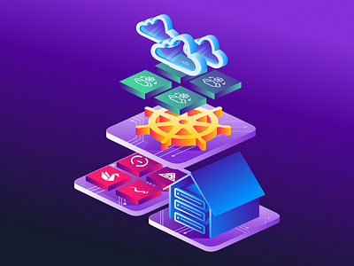 Architecture of multi-cloud architecture cloud illustration infrastructure isometric scaleway vector