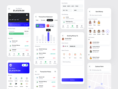 Digital Payment App app design banking banking app clean credit card design finance financial fintech fintech app mobile mobile app mobile banking money online wallet transactions ui uidesign ux wallet