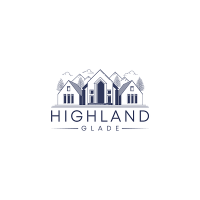 Highland Glade Logo Design branding design graphic design house illustration lineart logo vector