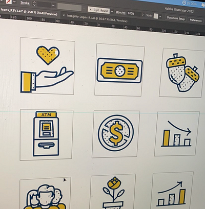 Infinity Icons Detail shot brand elements branding credit union design financial graphic design halftone iconography icons illustration texture vector