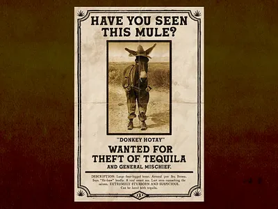 Have you seen this Mule? graphic design illustration mule poster tequila typography wanted poster
