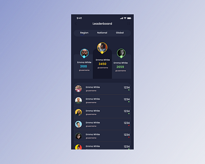 UI Design Challenge - Leaderboard Day 17 app design ui