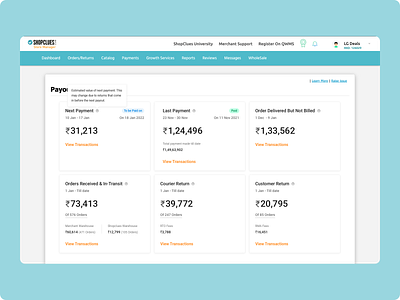 Payout dashboard