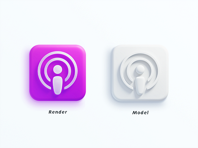 Podcast 3d color design icon illustration logo ui
