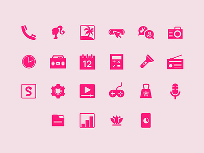 UI icons for HMD Barbie phone barbie barbie phone icons interface design pink ui ui design ui icons