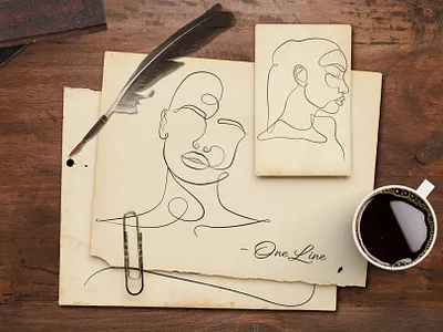 One line abstract design eps10 face femele illustration line linear vector woman