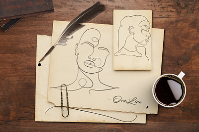 One line abstract design eps10 face femele illustration line linear vector woman