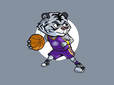 white tiger adobe adobeillustrator basketball character design illustration playing tiger vector