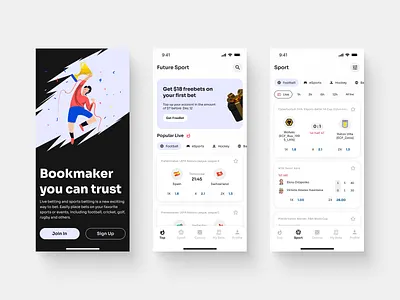 ⚽️ Future Betting App 1xbet betting bookmaker casino clean e sport esport football freebet live mobile parimatch slots sport tennis ui uiux ux