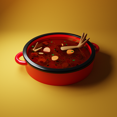 Chicken Soup 3d blender blender3d blendercycles blendercyclesrender blenderrender chicken chickensoup cycles cyclesrender illustration soup