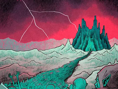 Orcs Reporting for Duty blue cartoon digital drawing fantasy illustration orcs pink spooky