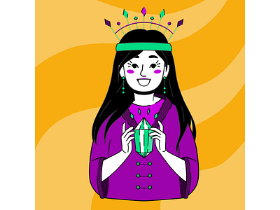 Crystal autumn character clorful color concept crystal design esoteric flat illustration line magic vector witch witchcraft woman