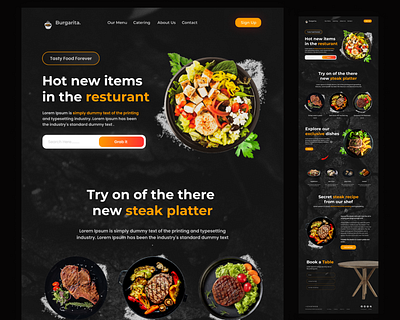 Restaurant Landing Page Design 3d animation app branding design elementor pro graphic design illustration illustrator landing page landing page design logo motion graphics retuarent ui uiux ux vector wix wordpress