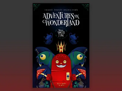 Adventures in Wonderland alice illustration poster