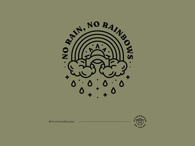 No Rain, No Rainbows badge design illustration illustrator linework minimal monoline vector