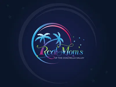 Real Mom's of the Coachella Valley - local mom group Logo Design abstract logo beach logo branding combination mark logo creative design graphic design logo logodesign modern logo mom group logo palm trees vector