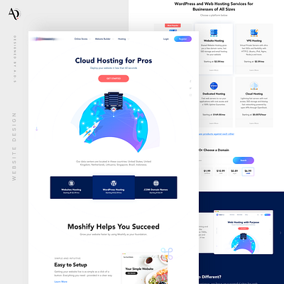 Cloud Hosting Website Design clean web creative web graphic design responsive website ui website design