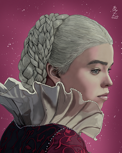 Rhaenyra Targaryen Portrait drawing by Oz Galeano art arte arte ozgaleano boceto dibujo digital art drawing fanart game of thrones graphic design house of the dragon illustration logo mexico ozgaleano painting portrait retrato rhaenyra targaryen sketch