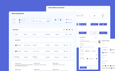 Table Components button effects components figma interactive components variants