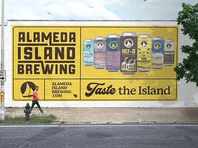 Billboard for Alameda Island Brewing Co. alameda banner banner design beer billboard billboard design branding brewery california design display graphic design outdoors public yellow