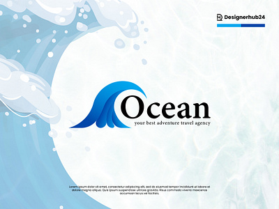 Travel agency OCEAN minimal logo design adventure agency logo apps logo brand brand identity branding business logo company logo creative logo design graphic design illustration logo logo design minimal logo modern modern logo ocean logo travel wave
