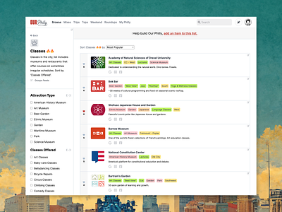OurPhilly Browse Page browse database filter philadelphia philly search ux vote vue.js web design