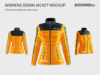 Women’s Down Jacket Mockup apparel cloth clothing denim down jacket jacket jackets mock up mockup mockups photoshop premium psd street template templates womens jacket