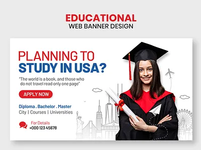 Higher study on USA | Social media web banner design ad banner branding design educational graphic design higher study media social study abroad thumbnail youtube thumbnail