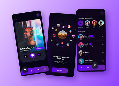 Dark theme Dating app UI clean ui cooldesign dailychallenge dailyui dailywebdesign dark theme dark theme ui dark ui dating app dating app ui dating app ux design latest dark theme mobile app uiux ui uiux ux wireframe wireframe