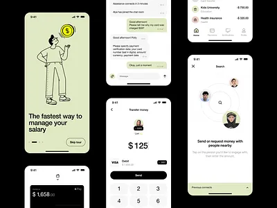 Salary management: mobile banking app banking app finance fintech fintech design illustration mobile app neobank payments payroll saas design salary management ui vector